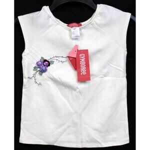 2005 Gymboree Romantic Garden Shirt sz 7 White Ribbon Roses Embroidered Cream